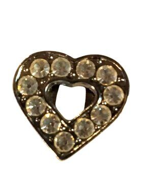 Heart Shaped Slider Charm Silver Rhinestones Valentine Wedding Craft